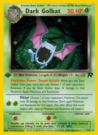 Dark Golbat (7) (7) 007 - 1st Edition Holofoil Team Rocket - Holo Rare