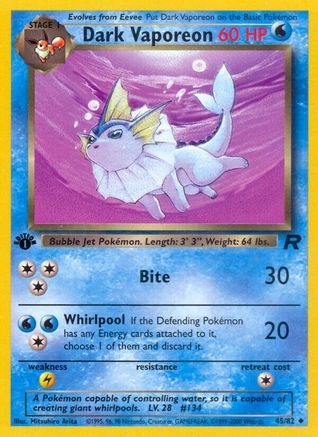 Dark Vaporeon 045 - Unlimited Team Rocket - Uncommon
