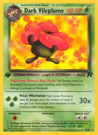 Dark Vileplume (30) (30) 030 - 1st Edition Team Rocket - Rare