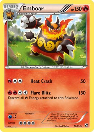Emboar (19)/114 - Holofoil Black and White - Holo Rare