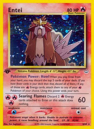 Entei (6)/64 - 1st Edition Holofoil Neo Revelation - Holo Rare