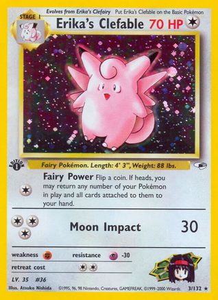 Erika's Clefable 003 - 1st Edition Holofoil Gym Heroes - Holo Rare