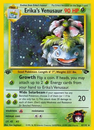 Erika's Venusaur 004 - 1st Edition Holofoil Gym Challenge - Holo Rare