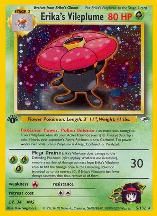 Erika's Vileplume 005 - 1st Edition Holofoil Gym Heroes - Holo Rare
