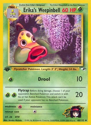 Erika's Weepinbell (48) (48) 048 - 1st Edition Gym Heroes - Uncommon