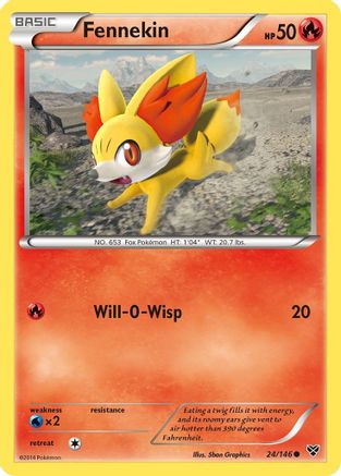 Fennekin 024 - Reverse Holofoil XY Base Set - Common