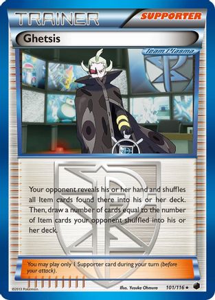 Ghetsis (Team Plasma) 101 - Reverse Holofoil Plasma Freeze - Holo Rare