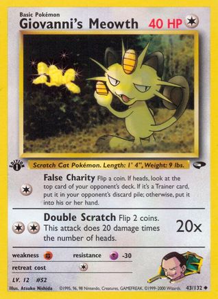 Giovanni's Meowth (43) (43) 043 - 1st Edition Gym Challenge - Uncommon