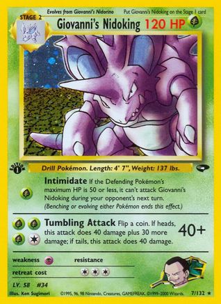 Giovanni's Nidoking 007 - 1st Edition Holofoil Gym Challenge - Holo Rare