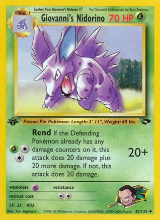 Giovanni's Nidorino 045 - 1st Edition Gym Challenge - Uncommon