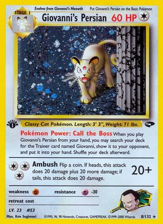 Giovanni's Persian 008 - 1st Edition Holofoil Gym Challenge - Holo Rare