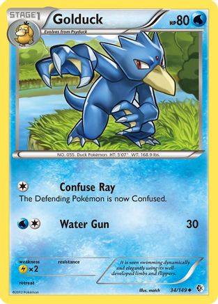 Golduck (34) - Reverse Holofoil Boundaries Crossed - Uncommon