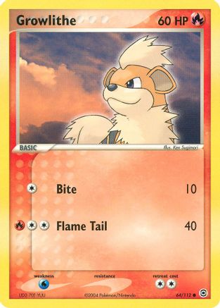 Growlithe 064 - Reverse Holofoil FireRed & LeafGreen - Common