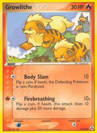 Growlithe 055 - Reverse Holofoil Legend Maker - Common