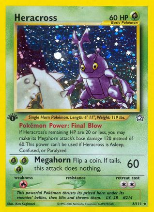 Heracross 006 - 1st Edition Holofoil Neo Genesis - Holo Rare