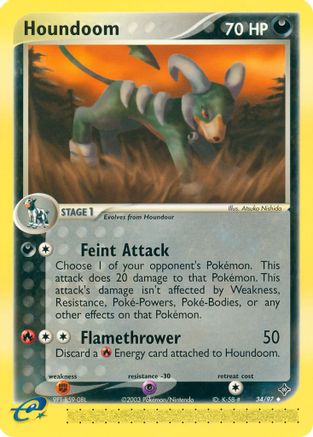 Houndoom 034 - Reverse Holofoil Dragon - Uncommon