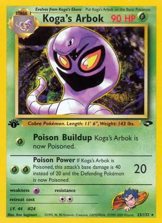 Koga's Arbok 025 - 1st Edition Gym Challenge - Rare