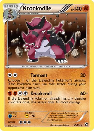 Krookodile 065/114 - Reverse Holofoil Black and White - Holo Rare