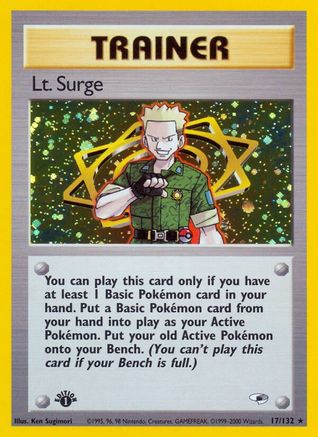 Lt. Surge (17) (17) 017/132 - 1st Edition Holofoil Gym Heroes - Holo Rare