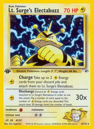Lt. Surge's Electabuzz (6) (6) 006 - 1st Edition Holofoil Gym Heroes - Holo Rare