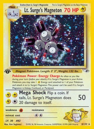 Lt. Surge's Magneton 008 - 1st Edition Holofoil Gym Heroes - Holo Rare