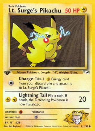 Lt. Surge's Pikachu 081 - 1st Edition Gym Heroes - Common