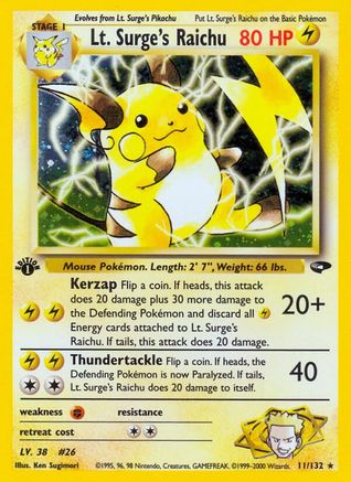 Lt. Surge's Raichu 011 - 1st Edition Holofoil Gym Challenge - Holo Rare
