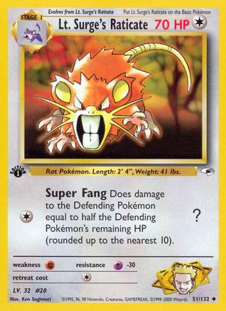 Lt. Surge's Raticate 051 - 1st Edition Gym Heroes - Uncommon