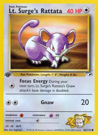 Lt. Surge's Rattata 082 - 1st Edition Gym Heroes - Common