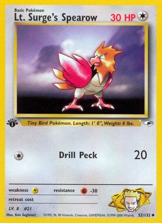 Lt. Surge's Spearow (52) (52) 052 - 1st Edition Gym Heroes - Uncommon