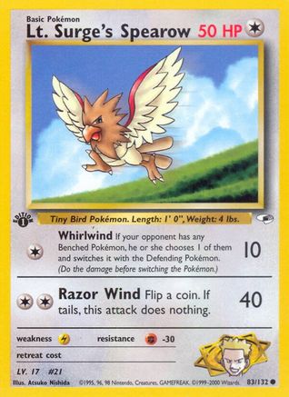 Lt. Surge's Spearow (83) (83) 083 - 1st Edition Gym Heroes - Common