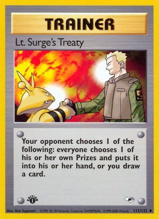 Lt. Surge's Treaty 112 - 1st Edition Gym Heroes - Uncommon
