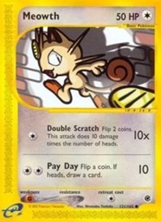 Meowth 121 - Reverse Holofoil Expedition - Common