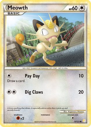 Meowth 075 - Reverse Holofoil HeartGold SoulSilver - Common