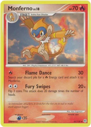 Monferno 056/130 - Reverse Holofoil Diamond and Pearl - Uncommon