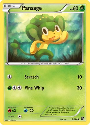 Pansage - Reverse Holofoil Black and White - Common