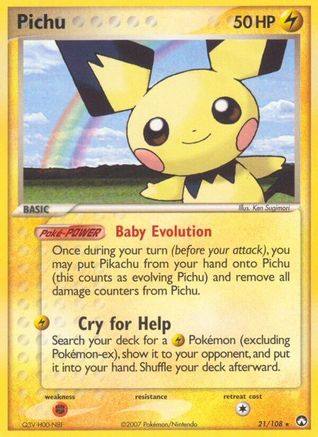 Pichu 021 - Reverse Holofoil Power Keepers - Rare