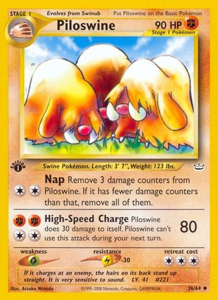Piloswine 036 - 1st Edition Neo Revelation - Uncommon