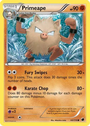 Primeape 060 - Reverse Holofoil Plasma Freeze - Common