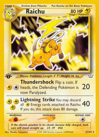 Raichu 021 - 1st Edition Neo Revelation - Rare