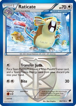 Raticate (Team Plasma) 088 - Reverse Holofoil Plasma Freeze - Rare