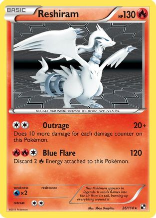 Reshiram 026/114 - Reverse Holofoil Black and White - Holo Rare