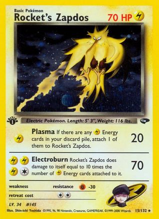Rocket's Zapdos - 1st Edition Holofoil Gym Challenge - Holo Rare