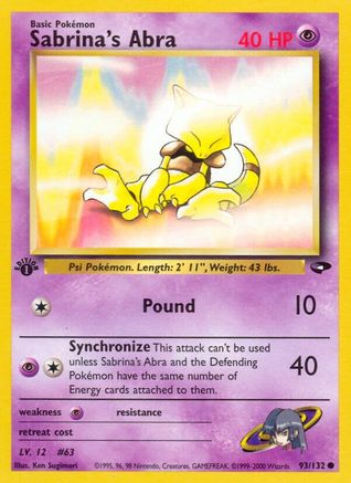 Sabrina's Abra (93) (93) 093 - 1st Edition Gym Challenge - Common