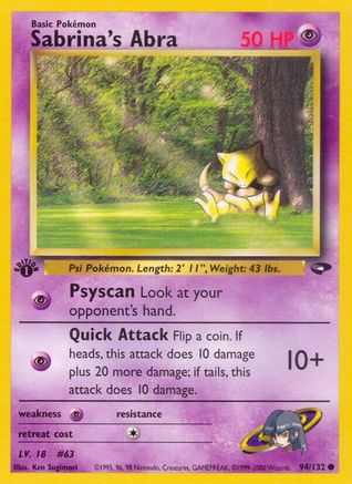 Sabrina's Abra (94) (94) 094 - 1st Edition Gym Challenge - Common
