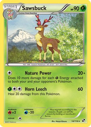 Sawsbuck 014 - Reverse Holofoil Black and White - Rare