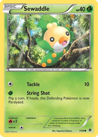 Sewaddle (3) - Reverse Holofoil Emerging Powers - Common