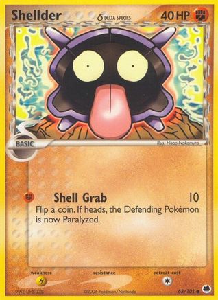 Shellder (Delta Species) 063 - Reverse Holofoil Dragon Frontiers - Common