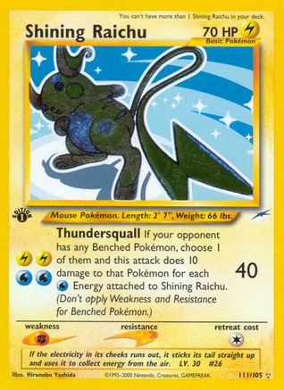 Shining Raichu - 1st Edition Holofoil Neo Destiny - Secret Rare