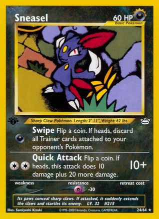 Sneasel 024/64 - 1st Edition Neo Revelation - Rare